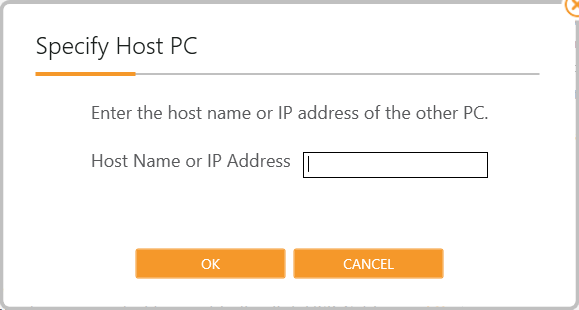 screen-capture of 'Specify Host PC' form in Transfer MyPC Enterprise application