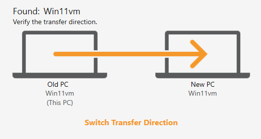 screen-capture of Found other PC screen in Transfer MyPC Enterprise application