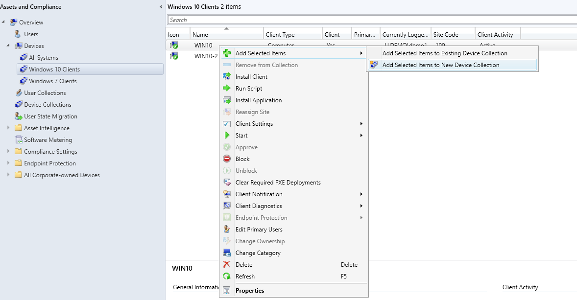 screen-capture of Microsoft's SCCM tool