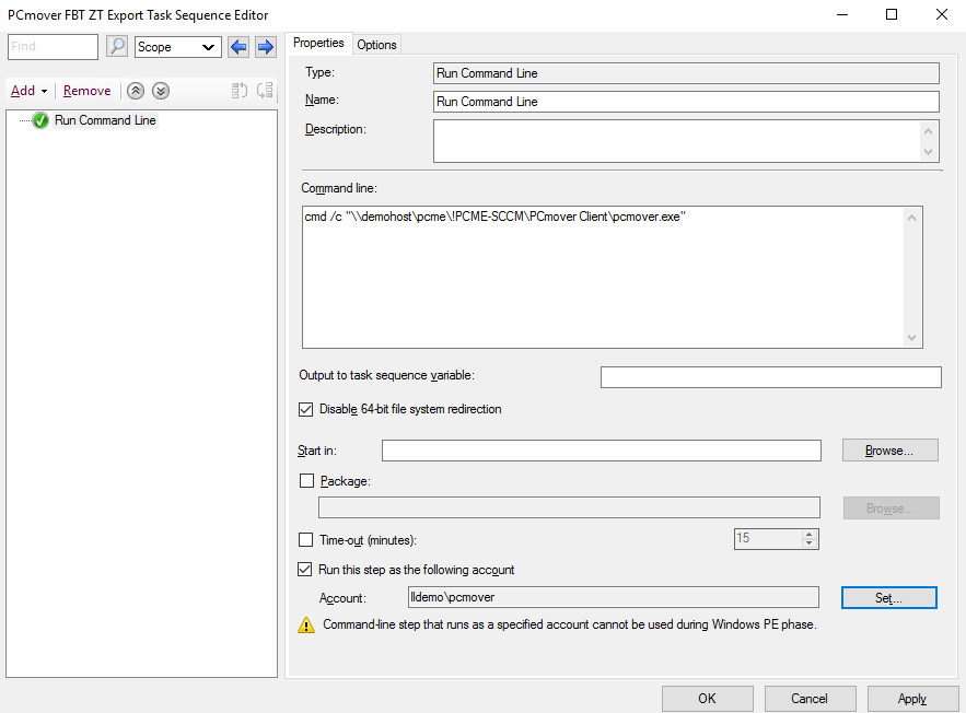 screen-capture of Microsoft's SCCM 'task sequence' editor